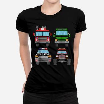 Fire Truck Garbage Truck Monster Truck Police Car Women T-shirt | Crazezy AU
