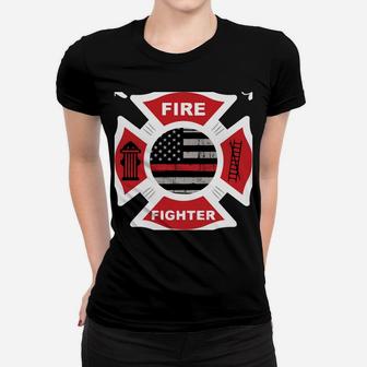 Firefighter Mom Thin Red Line Flag Sweatshirt Women T-shirt | Crazezy