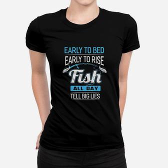 Fish All Day Tell Big Lies Funny Fishing Women T-shirt | Crazezy CA