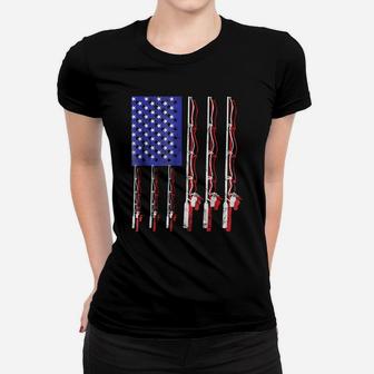 Fishing Flag Shirt Funny Patriotic Fathers Day 4th Of July Women T-shirt | Crazezy