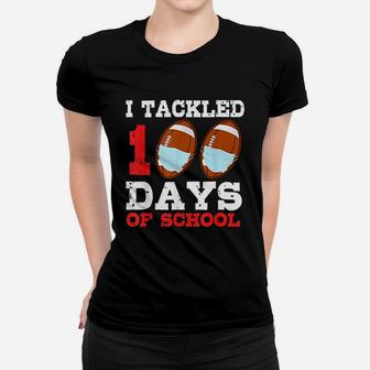 Football Funny 100 Days Of School Teacher Boy Gift Women T-shirt | Crazezy AU