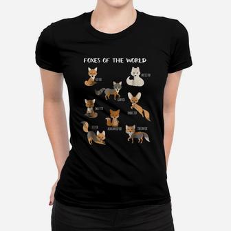 Foxes Of The World Funny Fox Animals Educational T Shirt Women T-shirt | Crazezy CA