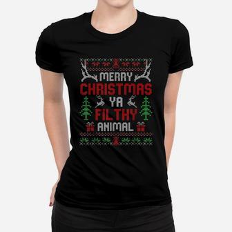 Funny Alone At Home Movies Merry-Christmas You Filty Animal Women T-shirt | Crazezy