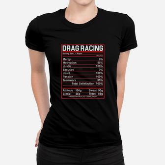 Funny Drag Racing Nutrition Facts Car Lover Women T-shirt | Crazezy
