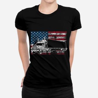Funny Truck Driver American Flag 4Th Of July Trucker Gift Women T-shirt | Crazezy DE