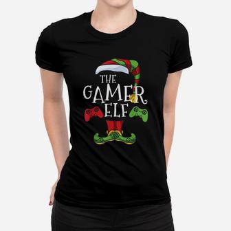 Gamer Elf Family Matching Christmas Funny Gaming Pajama Pj Women T-shirt | Crazezy