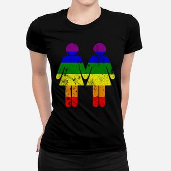 Girls Holding Hands Rainbow Flag Gay Pride Lesbian Sweatshirt Women T-shirt | Crazezy UK