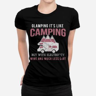 Glamping Definition Glamper Women Wine Funny Camping 2 Women T-shirt | Crazezy
