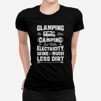 Glamping Definition Glamper Women Wine Funny Camping Women T-shirt | Crazezy AU