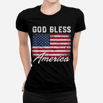God Bless America Usa Flag 4Th Of July Patriotic Women T-shirt | Crazezy
