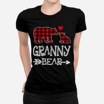 Granny Bear Christmas Pajama Red Plaid Buffalo Family Gift Women T-shirt | Crazezy