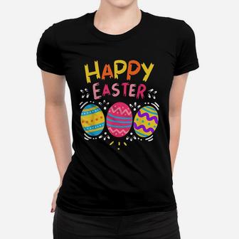 Happy Easter Day Colorful Dye Egg Hunting Cute Shirt Women T-shirt | Crazezy
