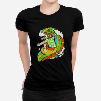 Happy St Patricks Day Surfing Leprechaun Women T-shirt | Crazezy
