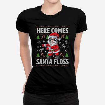 Here Comes Santa Floss Ugly Christmas Boys Kids Men Flossing Women T-shirt | Crazezy