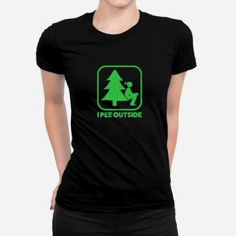 I Pee Outside Girl Sign Funny Camping Hiking Outdoor Women T-shirt | Crazezy