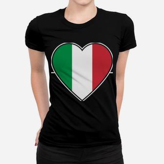 Italian Heartbeat I Love Italy Heart Flag Patriotic Gift Sweatshirt Women T-shirt | Crazezy CA