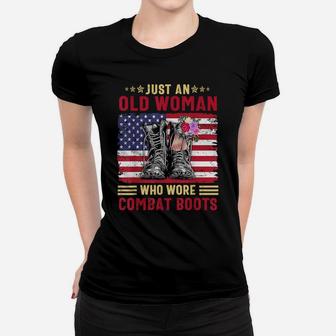 Just An Old Woman Who Wore Combat Boots Women T-shirt | Crazezy