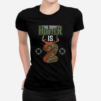 Kids 2 Year Old Hunting 2Nd Birthday Party Deer Hunter Women T-shirt | Crazezy UK