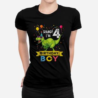 Kids 4 Year Old Shirt 4Th Birthday Boy T Rex Dinosaur T Shirt Women T-shirt | Crazezy DE