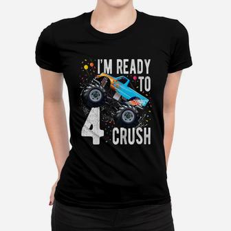 Kids 4Th Birthday Boy Shirt 4 Year Old Monster Truck Car T Shirt Women T-shirt | Crazezy UK