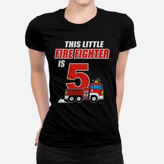 Kids 5Th Birthday Girls Firefighter Fire Truck 5 Year Old Women T-shirt | Crazezy