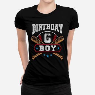 Kids 6 Years Old Boy 6th Birthday Baseball Gift Women T-shirt | Crazezy