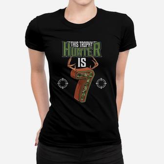 Kids 7 Year Old Hunting 7Th Birthday Party Deer Hunter Women T-shirt | Crazezy UK