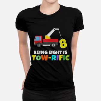 Kids 8Th Birthday Boy Girl 8 Year Old Tow Truck Towing Pun Women T-shirt | Crazezy AU