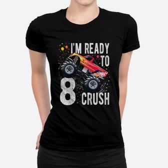 Kids 8Th Birthday Boy Shirt 8 Year Old Monster Truck Car T Shirt Women T-shirt | Crazezy