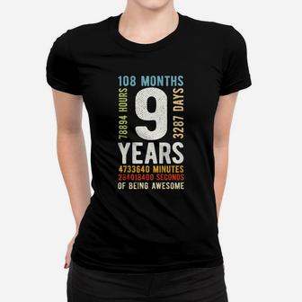 Kids 9Th Birthday 9 Years Old Vintage Retro 108 Months Women T-shirt | Crazezy