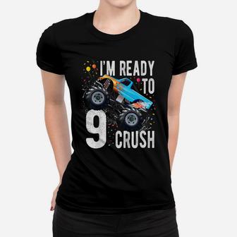 Kids 9Th Birthday Boy Shirt 9 Year Old Monster Truck Car T Shirt Women T-shirt | Crazezy UK