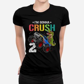 Kids Dinosaur Monster Truck Two Years Old 2Nd Birthday Gift Women T-shirt | Crazezy AU