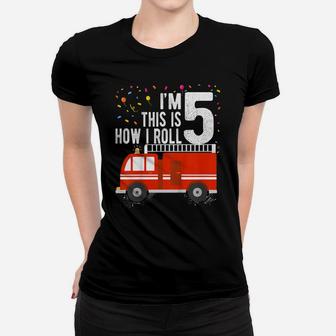 Kids Fire Truck 5Th Birthday Boy 5 Year Old Firefighter Women T-shirt | Crazezy DE