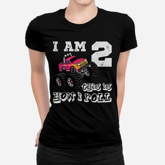 Kids Kids 2 Years Old 2Nd Birthday Monster Truck Car Shirt Girl Women T-shirt | Crazezy