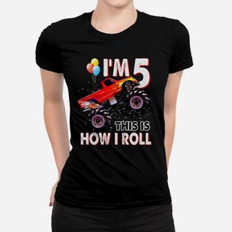 Kids Kids 5 Year Old Shirt 5Th Birthday Boy Monster Truck Car Women T-shirt | Crazezy AU