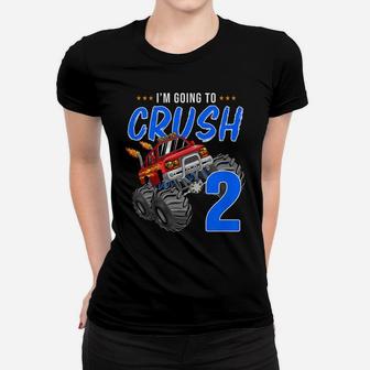 Kids Monster Truck Birthday Shirt 2 Year Old 2Nd Birthday Party Women T-shirt | Crazezy DE