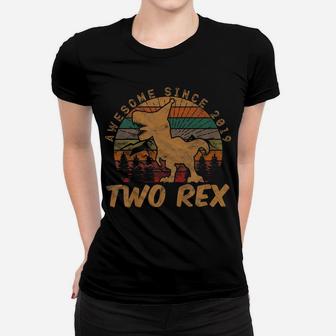 Kids Two Rex 2Nd Birthday Gifts Second Dinosaur 2 Year Old Women T-shirt | Crazezy CA