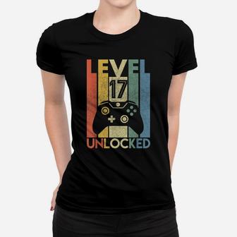 Level 17 Unlocked Shirt Funny Video Gamer 17Th Birthday Gift Women T-shirt | Crazezy CA