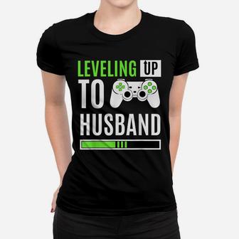 Leveling Up To Husband Gaming Gender Reveal Announcement Women T-shirt | Crazezy