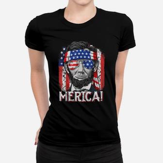 Lincoln 4Th Of July Boys Kids Men Merica American Flag Gifts Women T-shirt | Crazezy