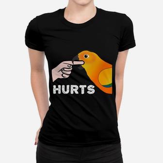 Love Hurts Sun Conure Parrot Biting Finger Women T-shirt | Crazezy