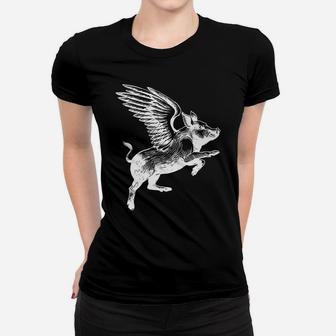 Love Pig Flying Winged Pigs Women T-shirt | Crazezy