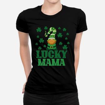 Lucky Mama Mother St Patrick's Day Clover Gnome Irish Gift Women T-shirt | Crazezy