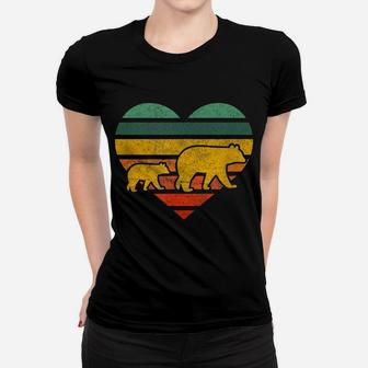 Mama Bear One Cub Shirt Retro Heart Mothers Day Gift Women T-shirt | Crazezy CA