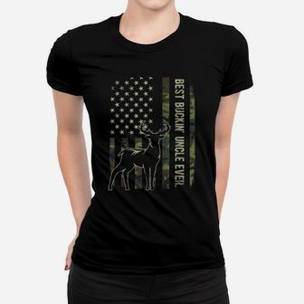 Mens Best Buckin' Uncle Ever Camo American Flag Deer Hunting Gift Women T-shirt | Crazezy AU