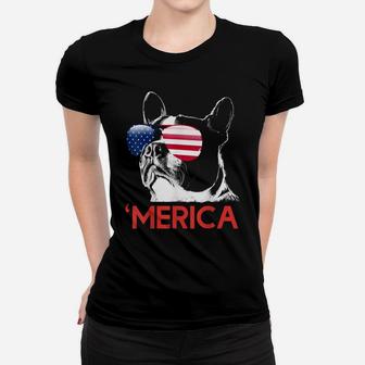 Merica Boston Terrier American Flag 4Th Of July Bostie Women T-shirt | Crazezy