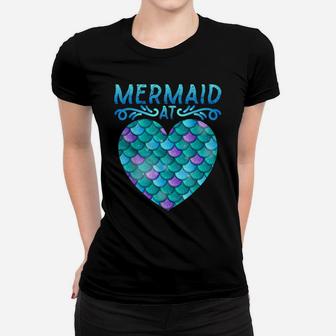 Mermaid At Heart Ocean Fish Tail Deep Sea Mermaid Shells Top Women T-shirt | Crazezy