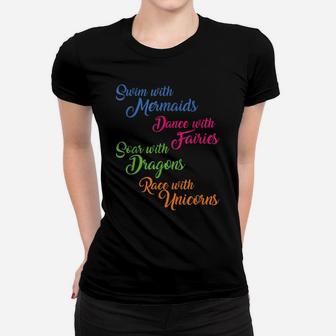 Mermaid Fairy Dragon Unicorn Shirt Girl Women Teen Gift Idea Women T-shirt | Crazezy