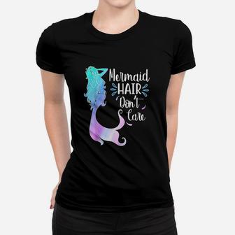 Mermaid Hair Dont Care Watercolor Mermaid Lovers Swim Hair Women T-shirt | Crazezy