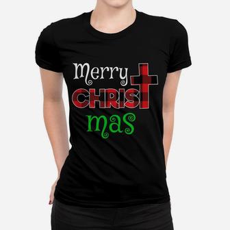 Merry Christmas Christians S Buffalo Plaid Pajamas Women T-shirt | Crazezy AU